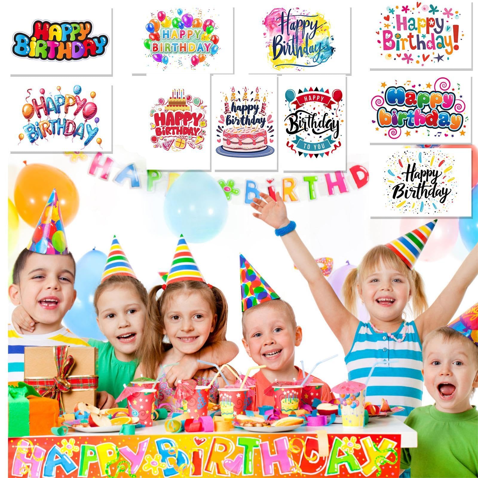 Pinovk 100 Pack Happy Birthday Postcards - Assortment Bulk Birthday Postcards Blank Happy Birthday Postcards 4x6 Inches, 10 Unique Designs, Ideal for Kids, Men, Women, and Elderly