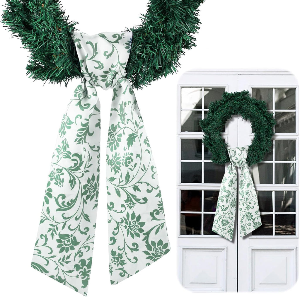 VitalCozy Wreath Sash - Elegant Satin Ribbon for Embroidery Monogram | Indoor/Outdoor Use (Fresh)