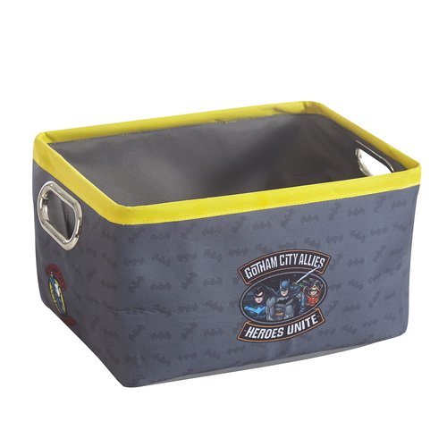 Batman 3 Piece Nestable Rectangular Storage Bins with Grommet Handles for Organizing Toys, Games, Clothes in Nursery, Playroom, Bedroom, Bathroom