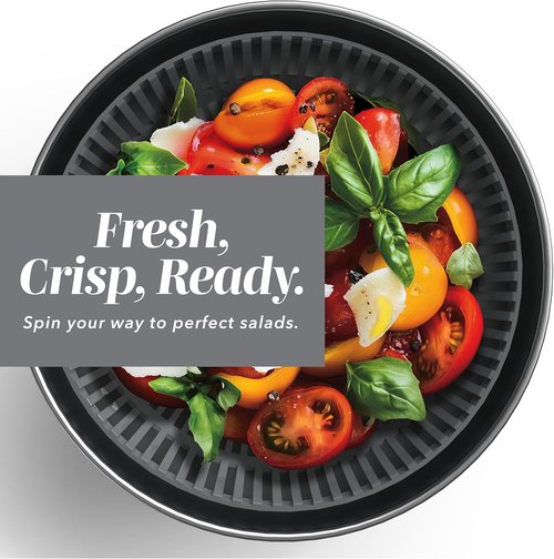 COOK WITH COLOR Stainless Steel Salad Spinner - 5 Qt Lettuce Washer & Vegetable Dryer | Non-Slip Base & Auto Stop Brake