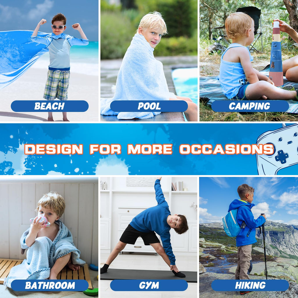 WERNNSAI Game Kids Beach Towel for Boys - 30” x 60” Quick Dry Sand-Free Swim Towels for Boys Super Soft Absorbent Towel, Pool Camping Travel Bath Towel for Outdoor Sports Picnic