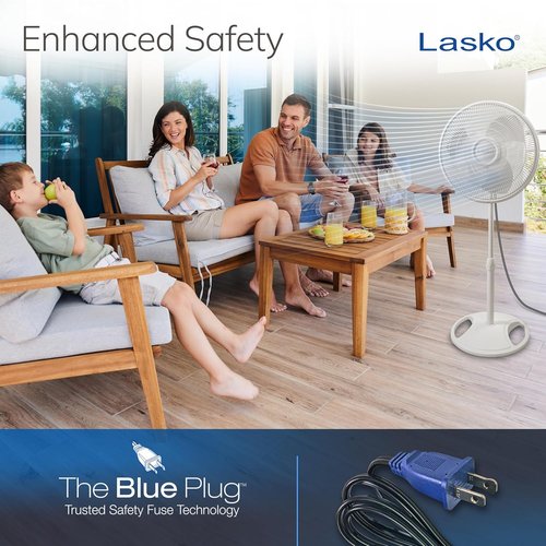 Lasko 2520 Oscillating Stand Fan - 16 Inch White Design for Enhanced Airflow and Comfort