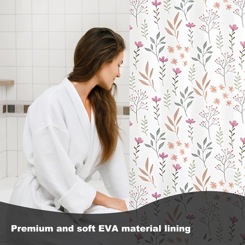 Bestfaith Plastic Shower Curtain Liner, Premium EVA 6G Fresh Flower Shower Curtain, Shower Curtains for Bathroom with 3 Magnetic Weights and Rustproof Grommets (Fresh Flower, 72x72 in)