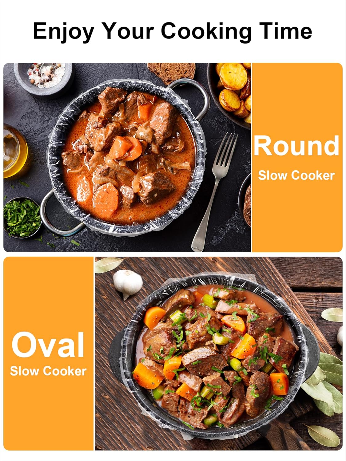 SMARTAKE Slow Cooker Liners - Large 13"x21" Disposable Bags for 3QT to 8QT Cookers | 60 Count