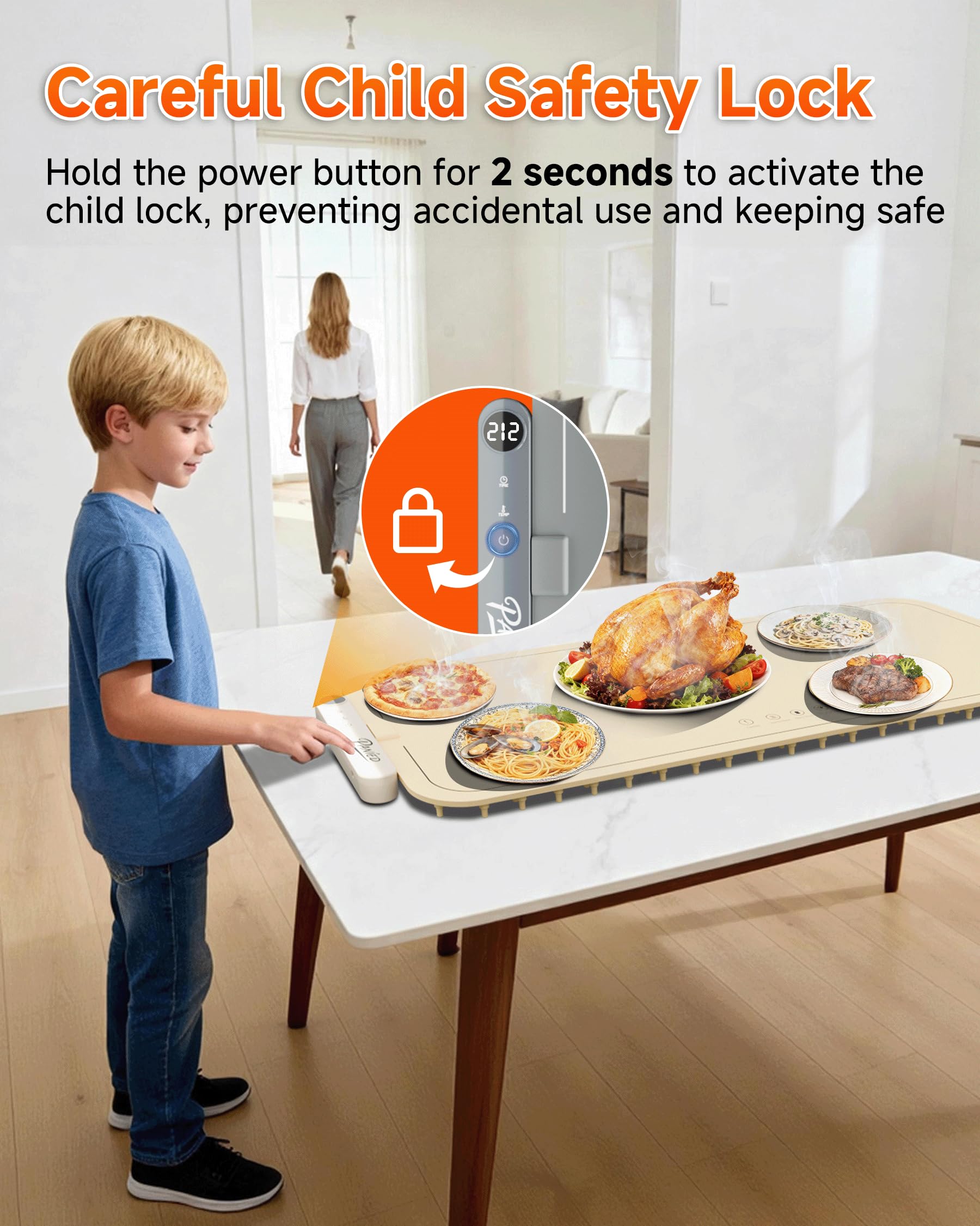 Warming Mat for Food, Extra Large XXL 36"x16" Food Warmer Chafing Dishes for Buffet, Food Warming Mat, Electric Warming Trays for Parties,Portable Heating Pad 6 Level Temp 6 Hour Timer