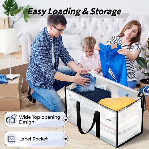 Extra Large Heavy-Duty Moving Bags by [Brand Name] - 8 Pack Clear Storage Totes with Reinforced Handles & Zippers
