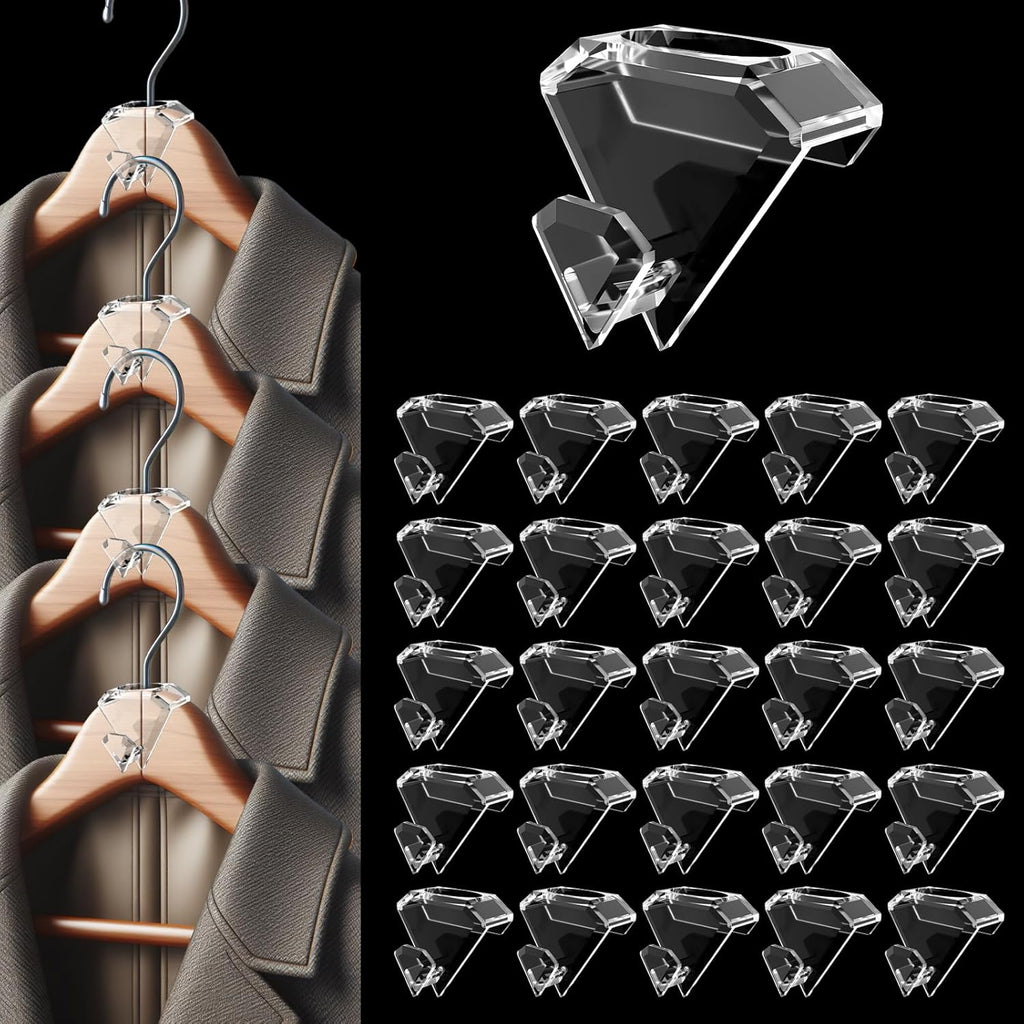 SLMT Space Saving Hanger Hooks - 30 Pack Clear Clothes Connector for Closet Organization
