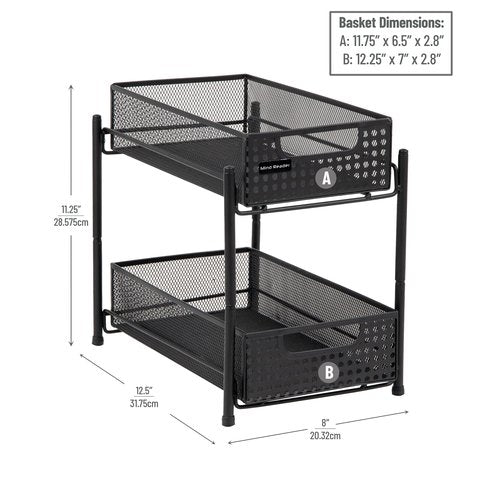 Mind Reader Accessory Organizer, Supply Storage, Desktop, Crafts, Office, Metal Mesh, 8"L x 12.5"W x 11.25"H, Black