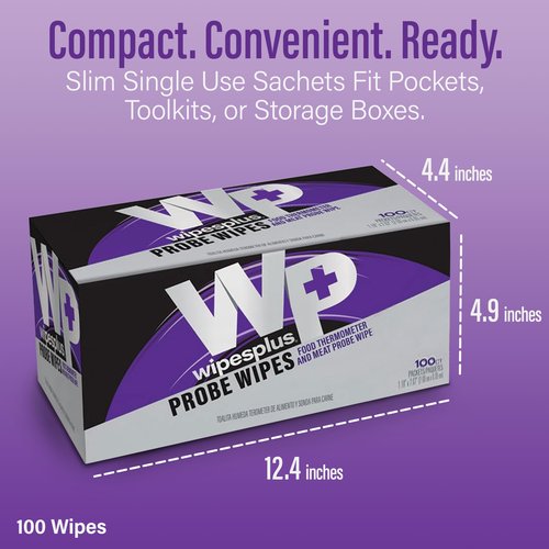 Thermometer Sanitizing Wipes - Probe Wipe Sachet - 100 Wipes