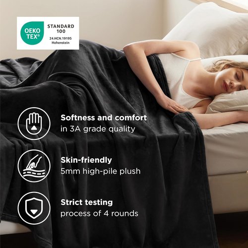 Bedsure GentleSoft Fleece Blanket - King Size Black Plush Microfiber, Soft & Cozy, 108x90 Inches