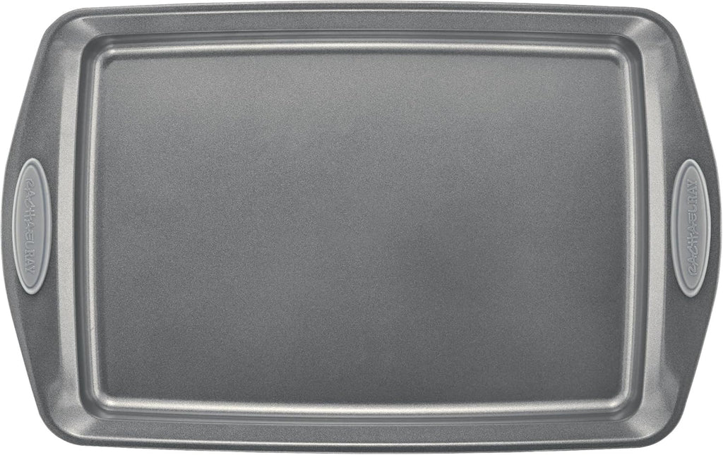 Rachael Ray Nonstick Bakeware Set - 3-Piece Cookie Sheets with Grips, Gray & Sea Salt Gray