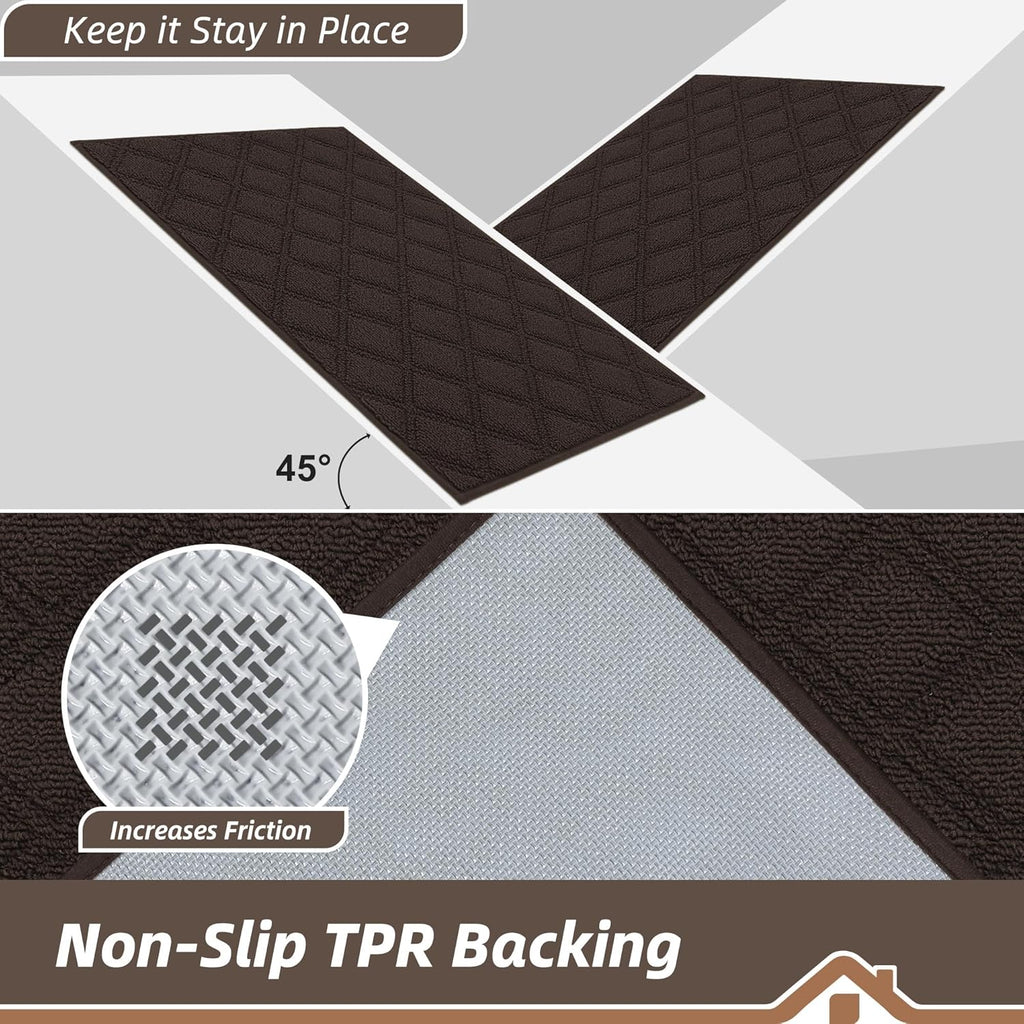 BEQHAUSE Dirt Trapper Door Mat - Non-Slip, Washable, Absorbent Entrance Mat | 20" x 32", Brown