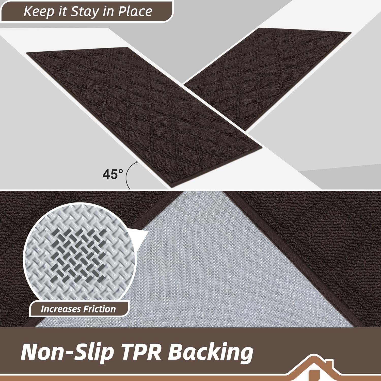 BEQHAUSE Dirt Trapper Door Mat - Non-Slip, Washable, Absorbent Entrance Mat | 20" x 32", Brown