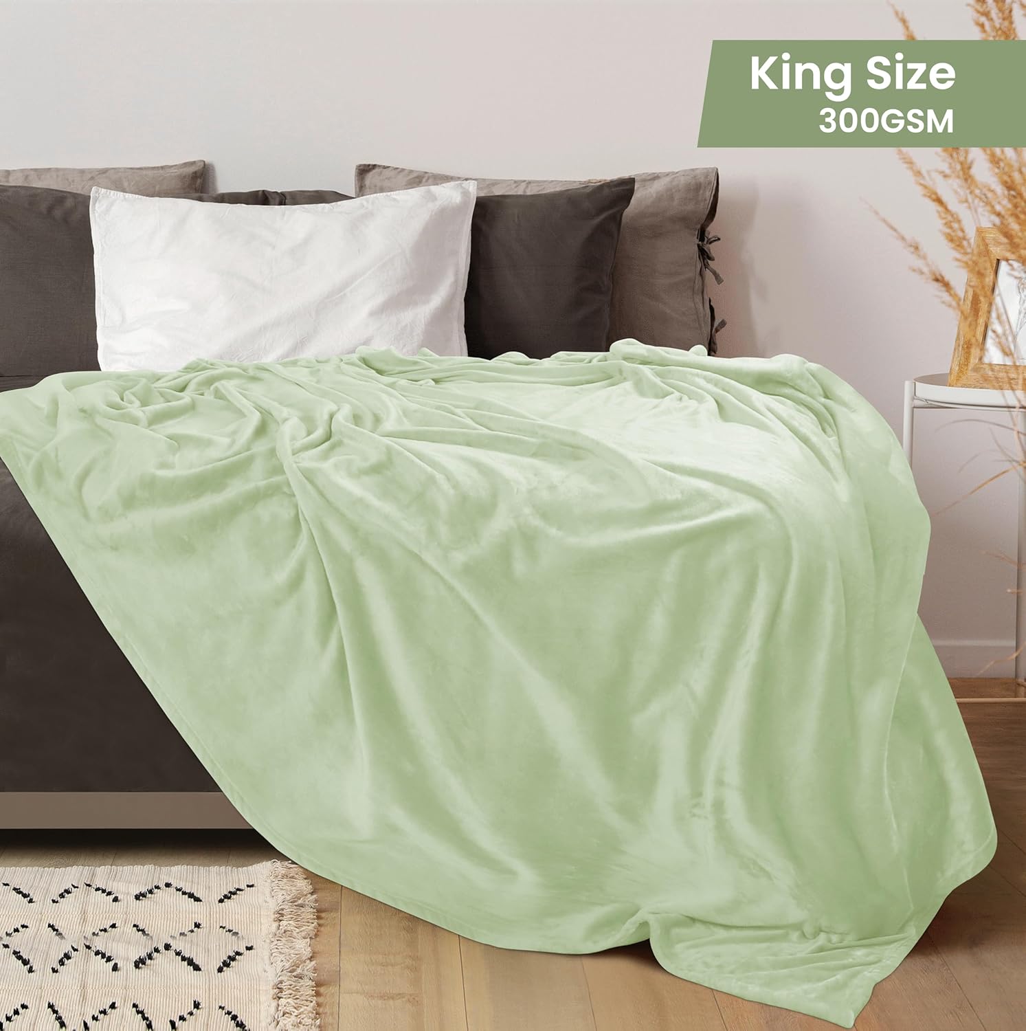 Utopia Bedding Fleece Blanket - King Size Luxury Sage Green 300GSM Soft Microfiber (90x102 Inch)