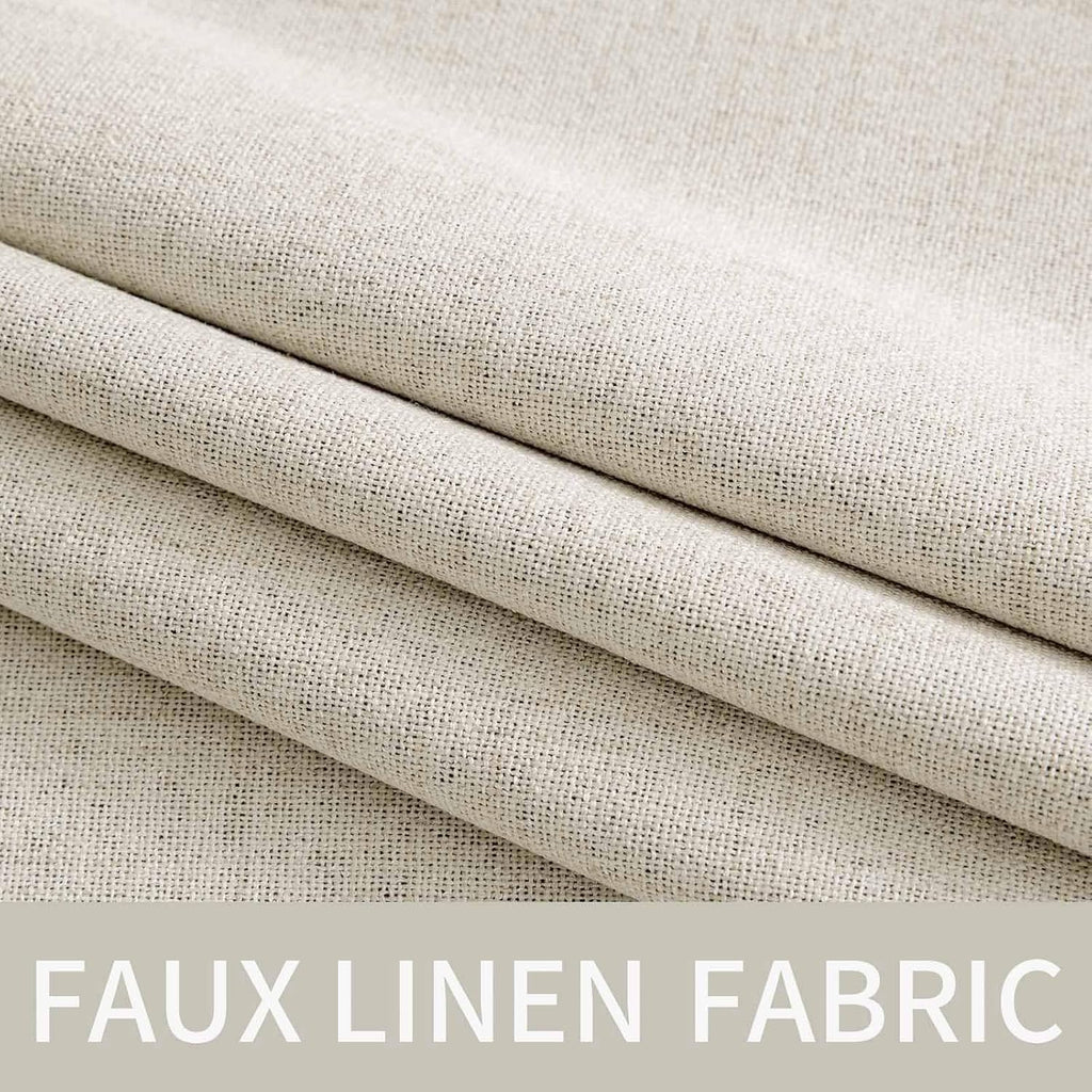 MIULEE Linen Curtains - 100% Blackout Thermal Insulated Drapes | Beige, 52x84 Inch (2 Panels)
