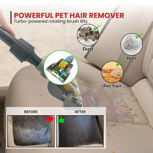 1-1/4'' Vacuum Turbo Brush Attachment for Pet Hair Removal – Fits Shop Vacs 1.25”(32mm) Hoses with Adapter– Air Driven Turbo Brush Compatible with Most Vacuum Cleaners Outer Diameter Hose 1-1/4