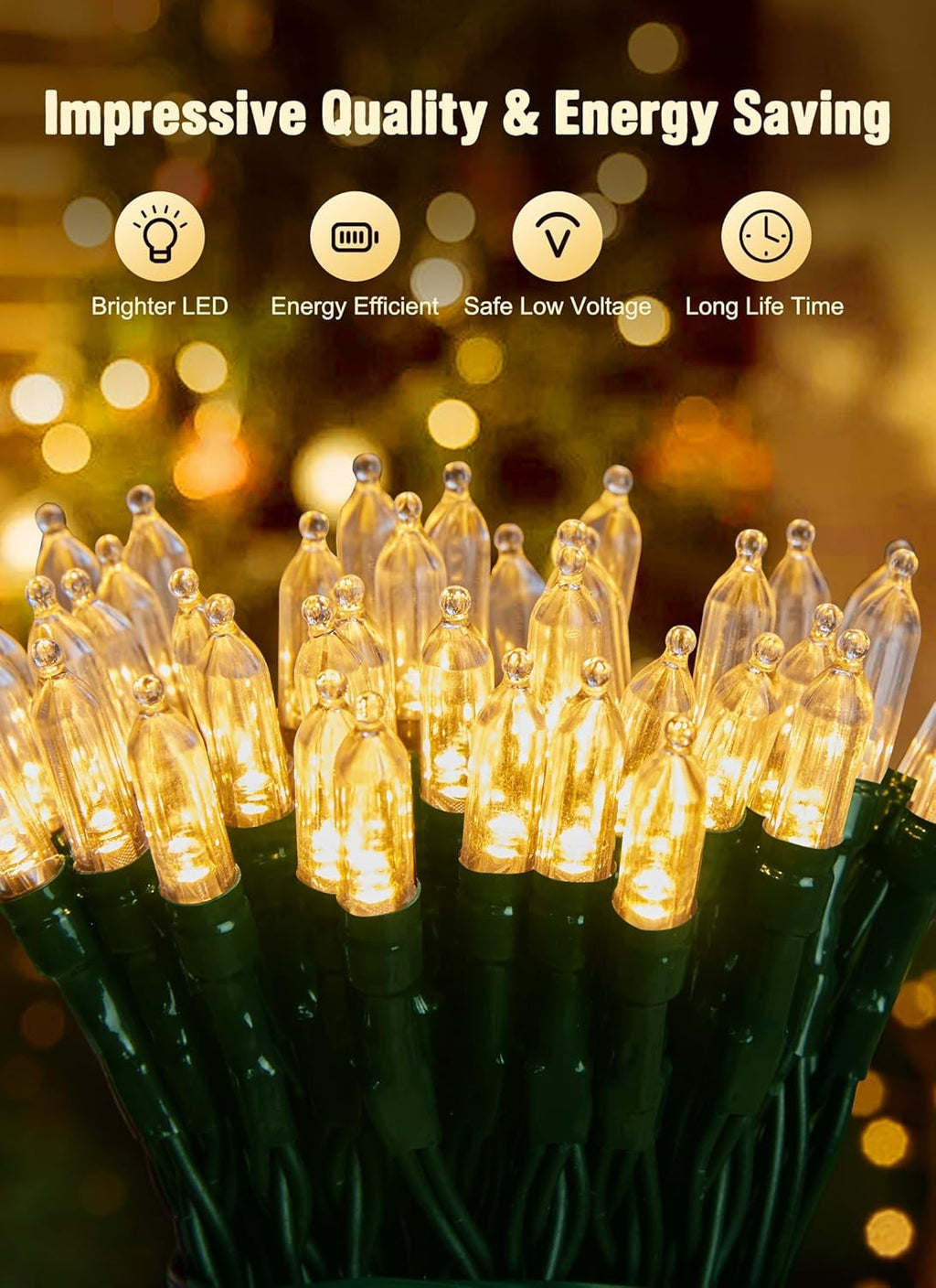Brightown Christmas String Lights - 20 LED Battery Operated Mini Lights with Timer - 8ft Warm White (2 Pack)