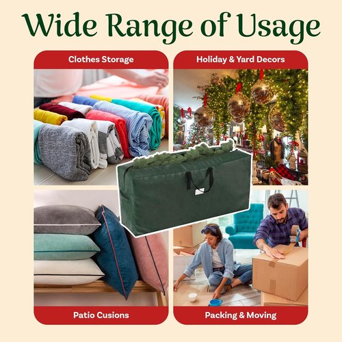 Elf Stor Christmas Tree Storage Bag - Organize 9FT Disassembled Trees | Durable Green Design (Pack of 2)