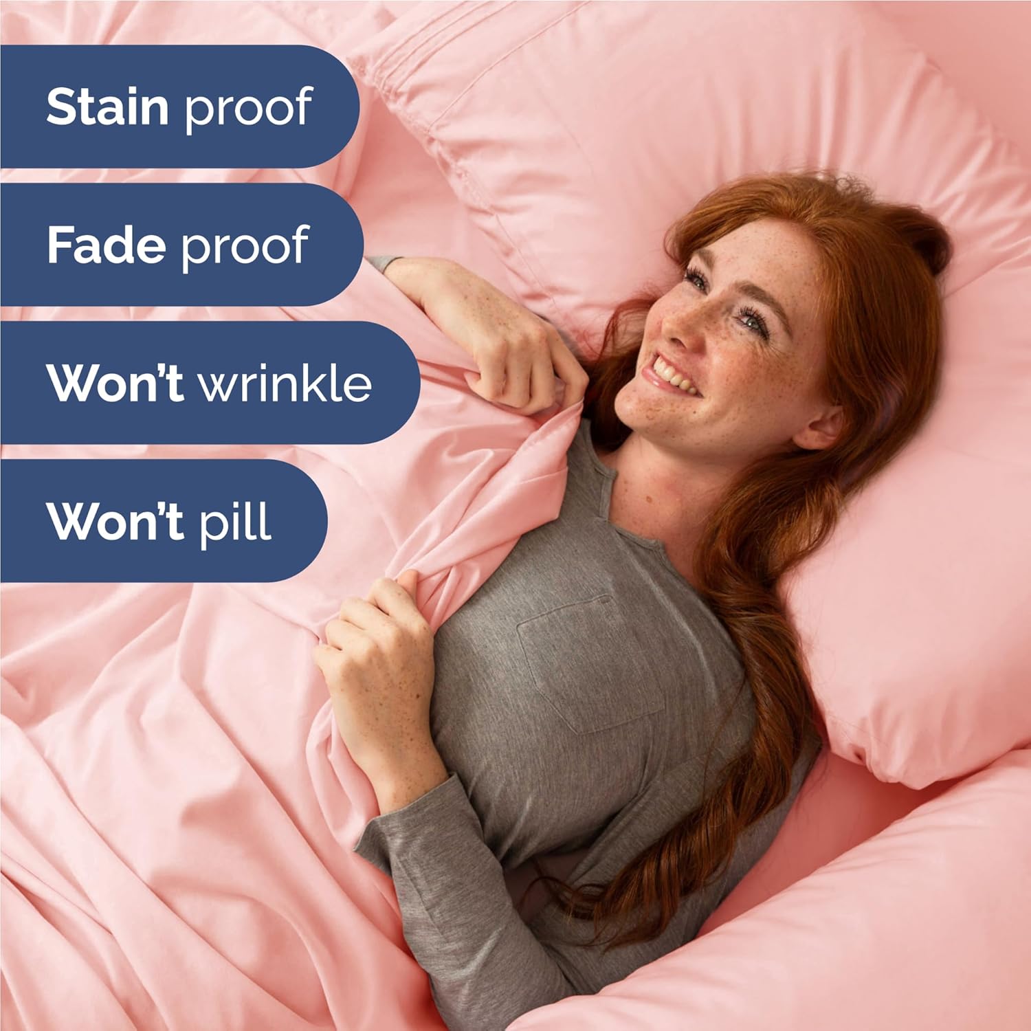 Skiennix Full Size 4-Piece Sheet Set - Comfy, Breathable & Cooling Hotel Luxury Bedding - Ultra-Soft, Deep Pockets - Baby Pink