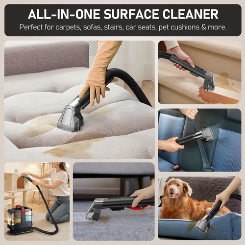 C9 Portable Carpet & Upholstery Cleaner Machine, Spot and Stain Deep Cleaner with Remover Formula for Pets,Stairs,Couch Area Rugs,Upholstery,Car Seat