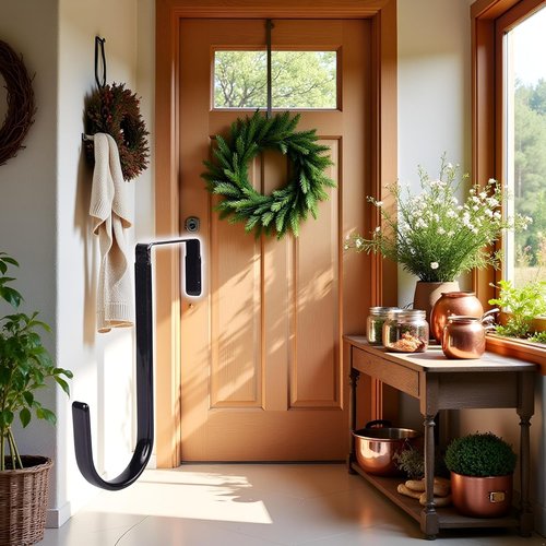 Black Wreath Hanger - Durable Carbon Steel Door Hook for Fall & Christmas Decor | 5-Inch Height