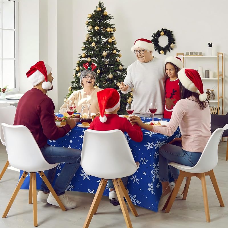 2 Pcs Winter Stretch Table Cover 6 ft Blue Snowflake – Variation: 2+Snowflake
