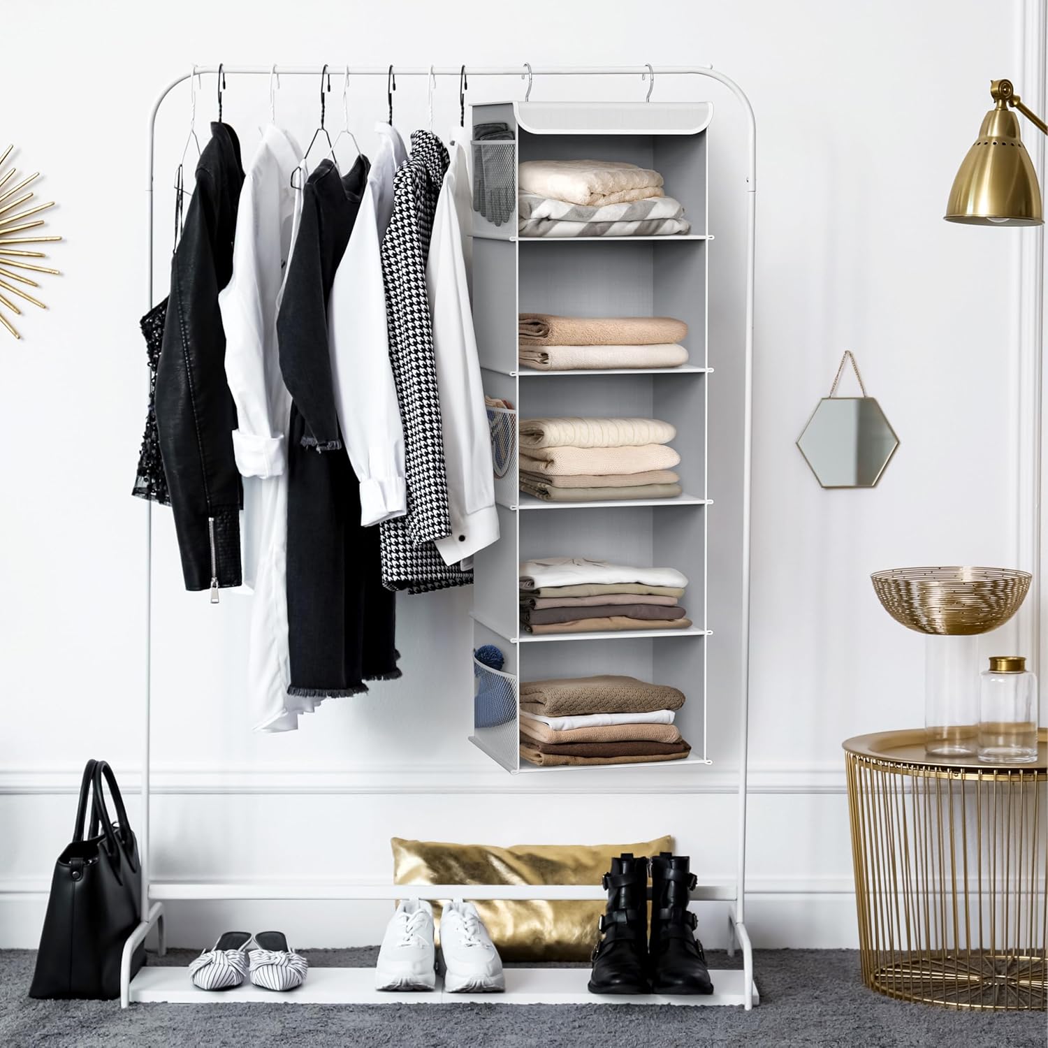 Simple Houseware 5-Shelf Closet Organizer - Space-Saving Gray Storage Solution