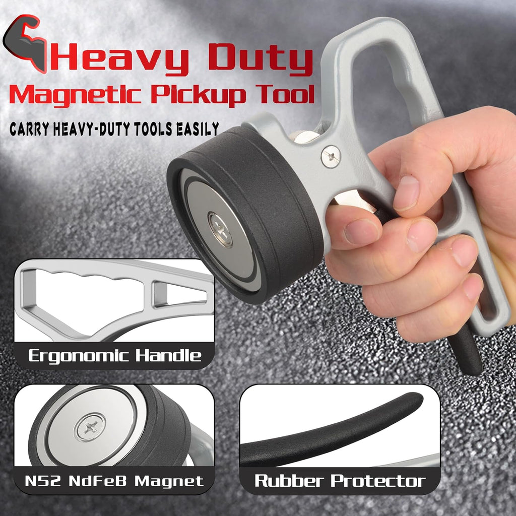 ULIBERMAGNET Heavy Duty Magnetic Pickup Tool - Quick Release Ergonomic Handle for Iron & Steel