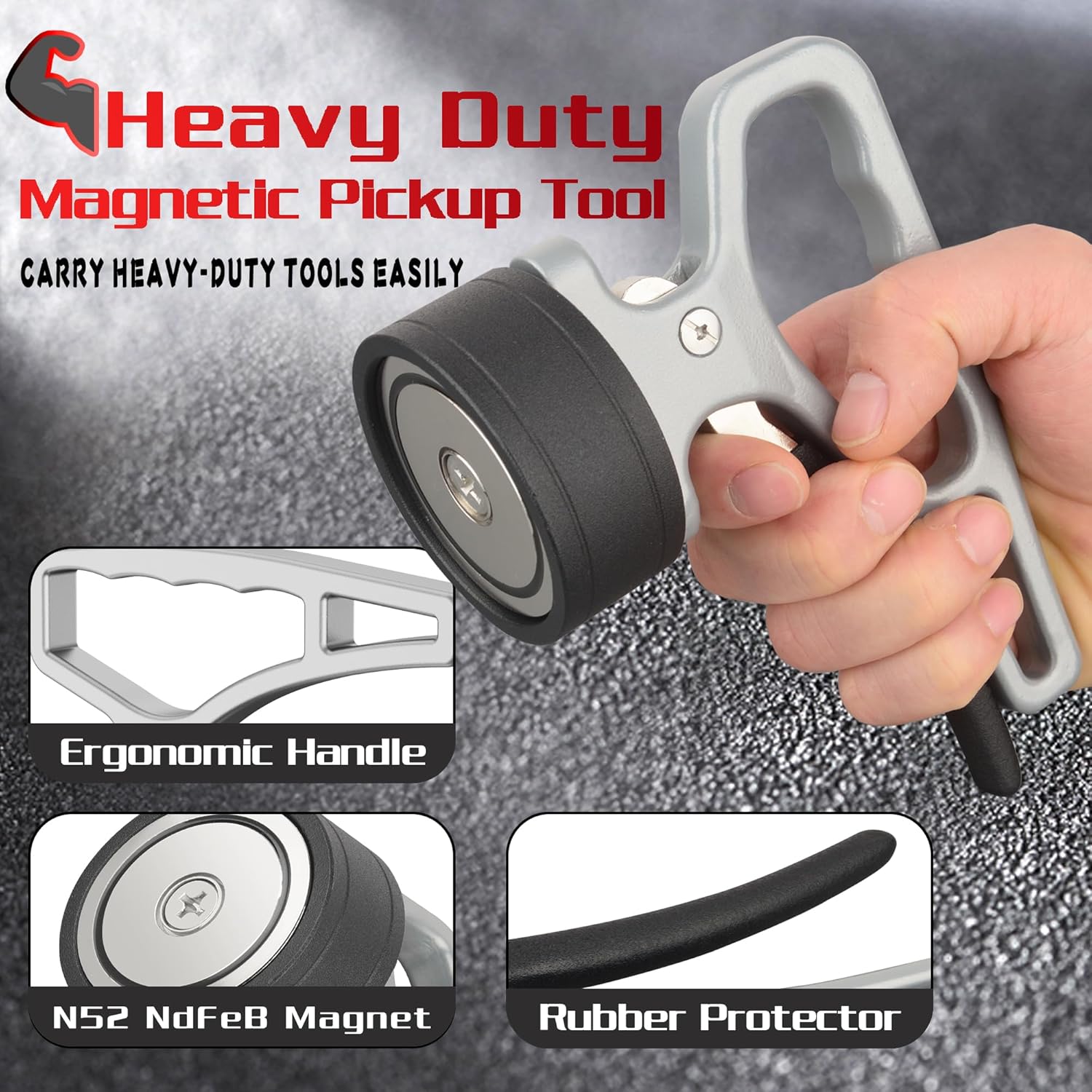 ULIBERMAGNET Heavy Duty Magnetic Pickup Tool - Quick Release Ergonomic Handle for Iron & Steel