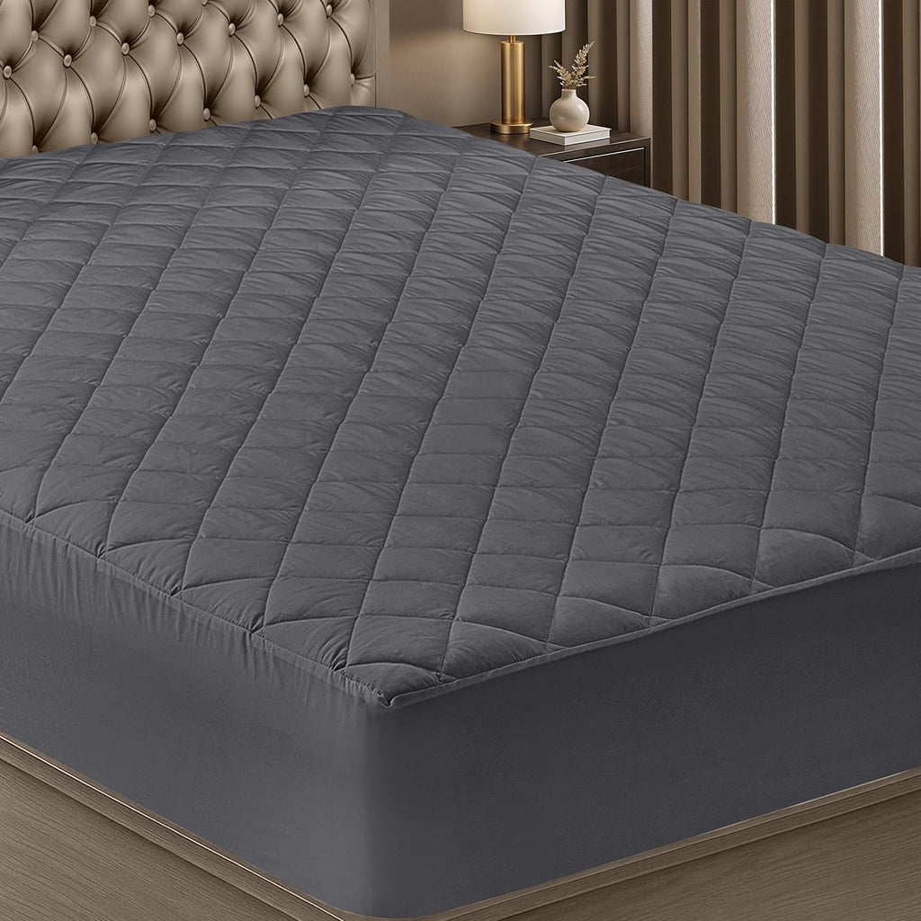 Utopia Bedding Quilted Fitted Mattress Pad - Full Size Deep Pocket Protector | Machine Washable Grey