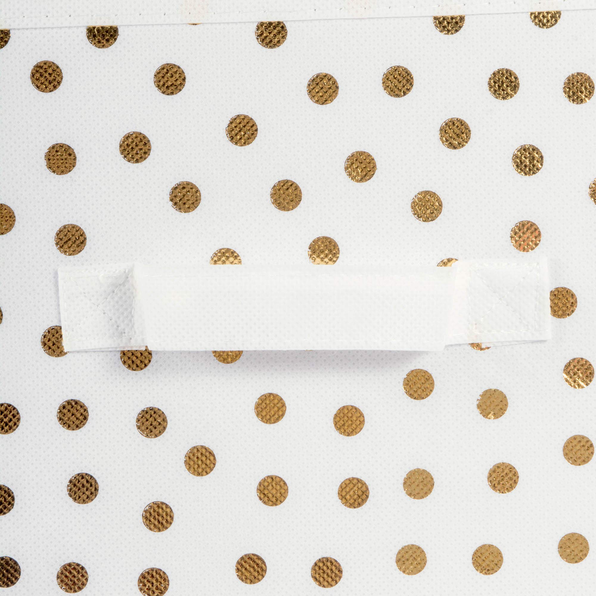 DII Non Woven Polyester Storage Bin, Polka Dot, White & Gold, Small Set of 4