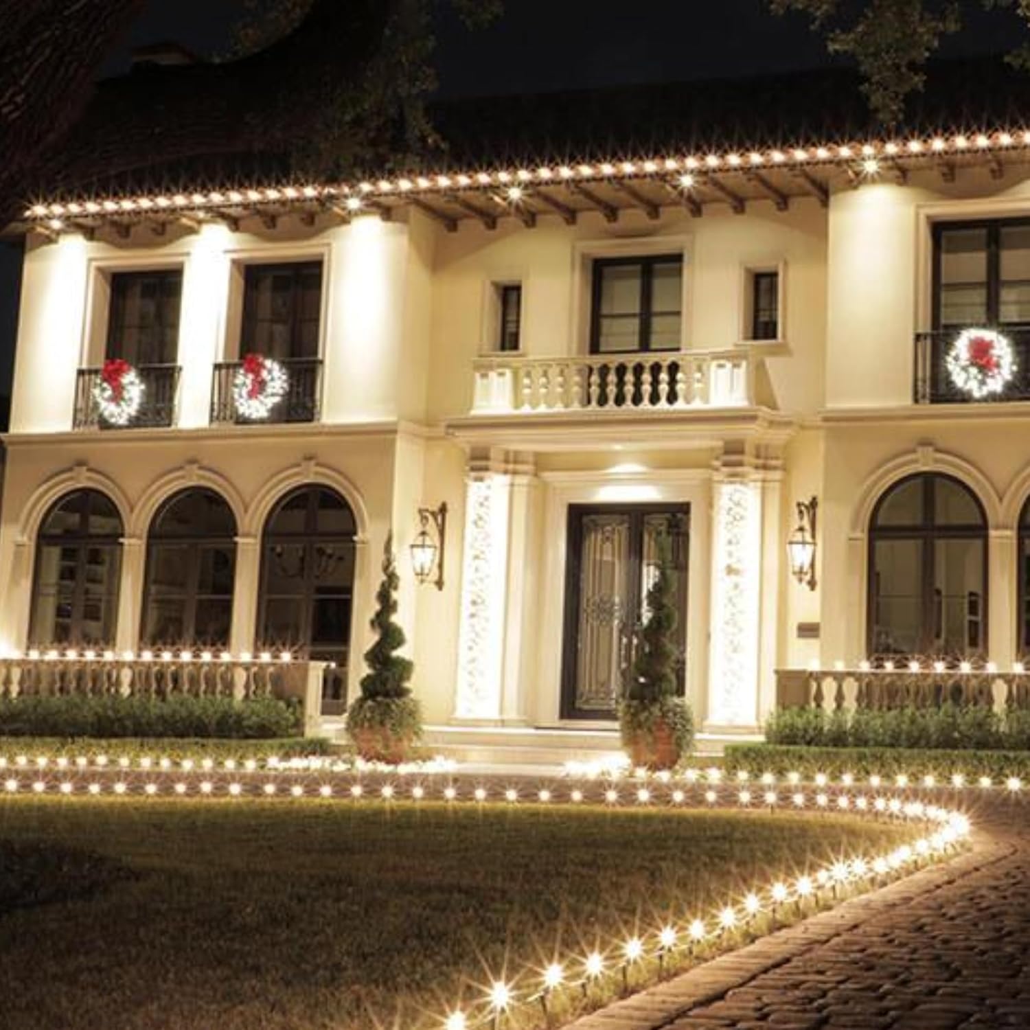 TW SHINE C9 Christmas Lights - 100 LED 66 FT Waterproof String Lights with 8 Modes Timer | Warm White