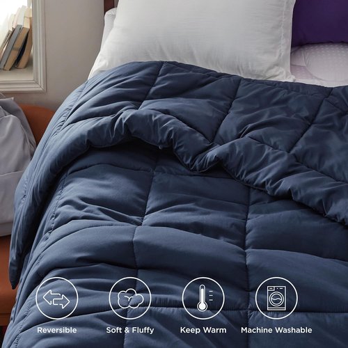 Bedsure Comforter Duvet Insert - All-Season Quilted Twin Size Bedding | GentleSoft Down Alternative, Navy Blue 88 x 68 Inches