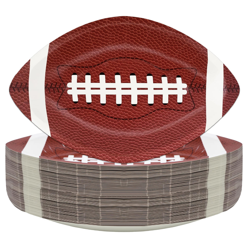 FIPOLLI 50 PCS Football Plates, 10 x 6.3 inch Football Shaped Disposable Paper Plates, Touchdown Party Plate for Tailgate Footballs Birthday Game day Party Decorations Table Decor
