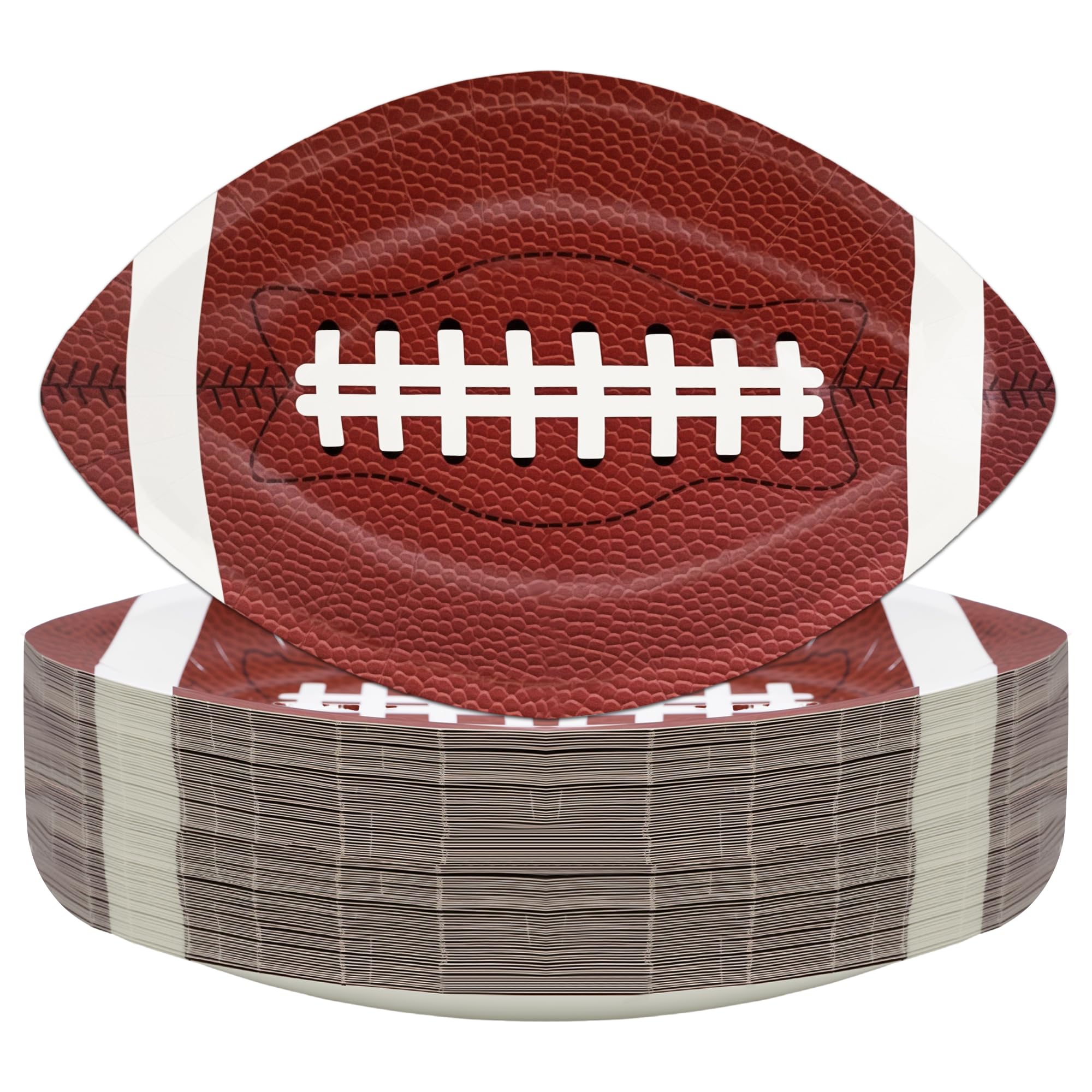 FIPOLLI 50 PCS Football Plates, 10 x 6.3 inch Football Shaped Disposable Paper Plates, Touchdown Party Plate for Tailgate Footballs Birthday Game day Party Decorations Table Decor