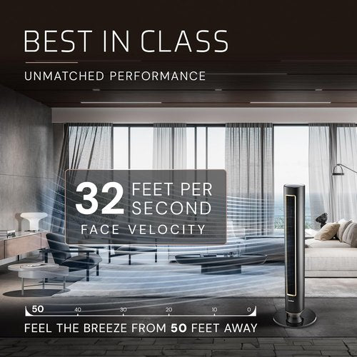 Lasko Pinnacle 40” Tower Fan - Quiet 24dB Operation, 90° Oscillation, 32 ft/s Airflow | Remote & Timer Included