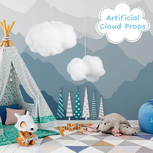 Jetec 12-Piece Artificial Cloud Props - 3D Hanging Decorations for Weddings & Parties | Small & Medium Sizes