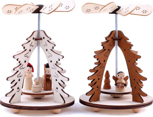 BRUBAKER Small Christmas Pyramids - Charming German Design | Perfect Holiday Decor (2-Pack)