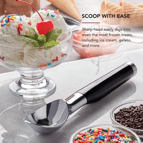 KitchenAid Ice Cream Scoop - Classic Design, 8.6 Inches, Sleek Black Finish