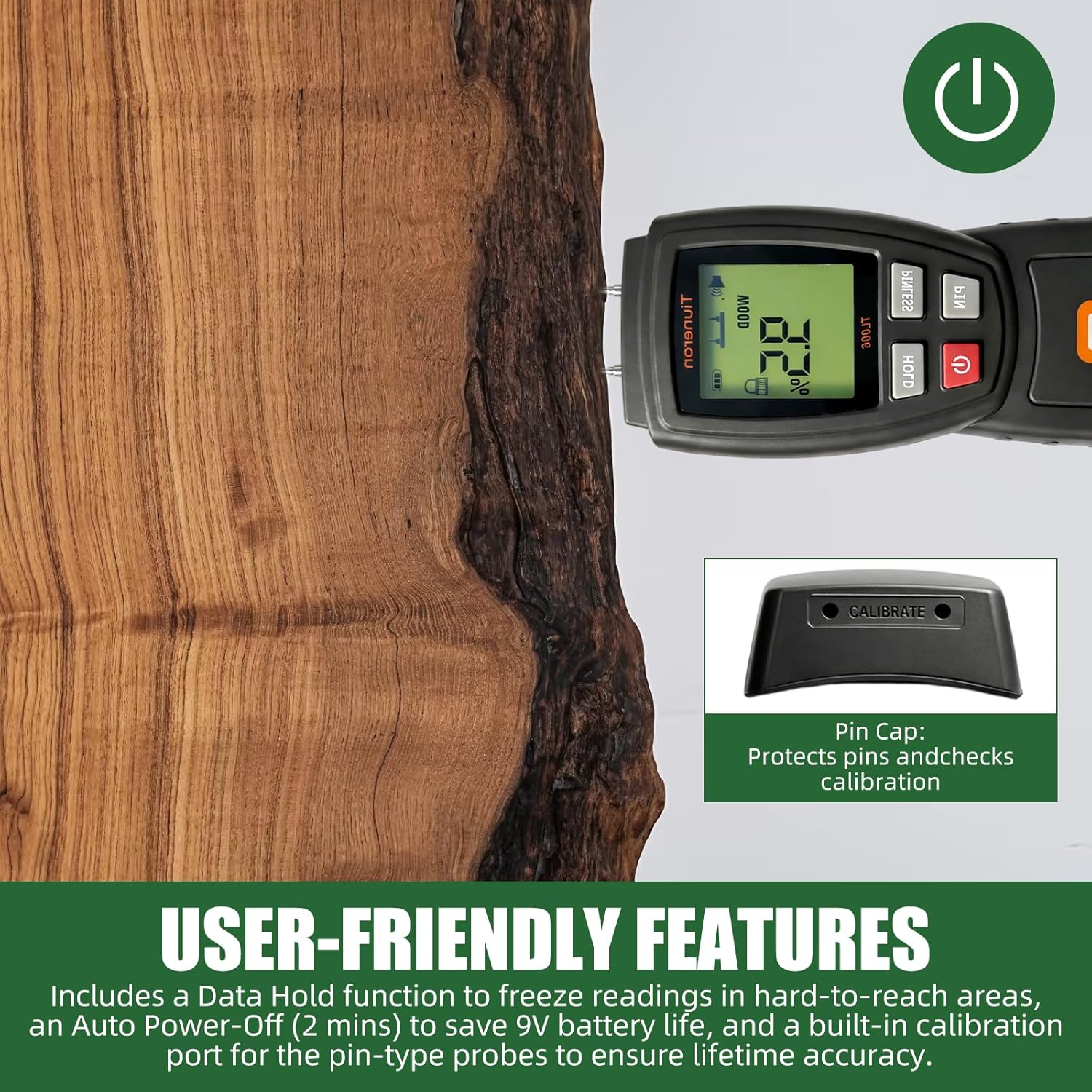 Skiennix Dual Mode Moisture Meter - 2-in-1 Pin & Pinless Detector with Backlight & Buzzer for Wood, Drywall & Masonry