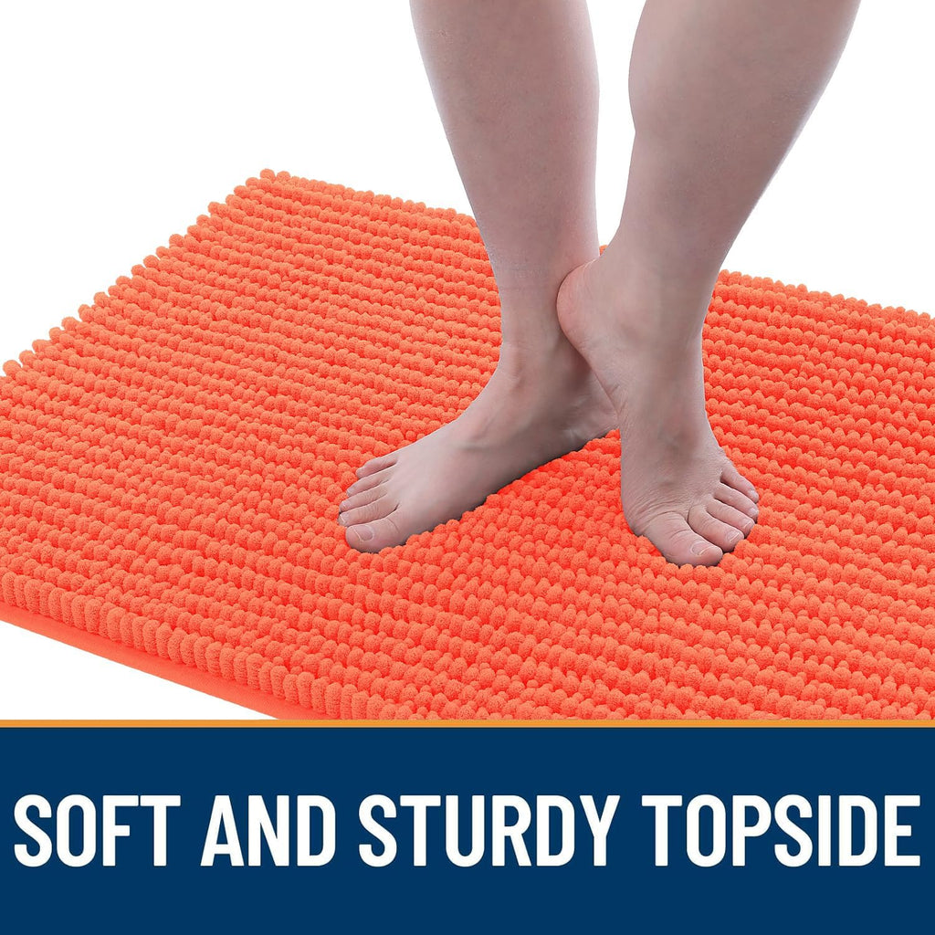 OLANLY Dog Door Mat - Ultra Absorbent Chenille Mud Doormat | Non-Slip & Washable 36x24 Coral