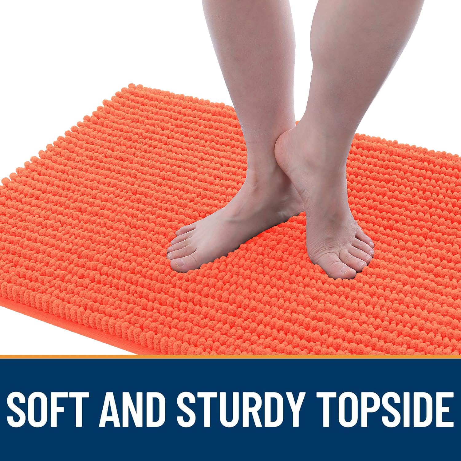 OLANLY Dog Door Mat - Ultra Absorbent Chenille Mud Doormat | Non-Slip & Washable 36x24 Coral