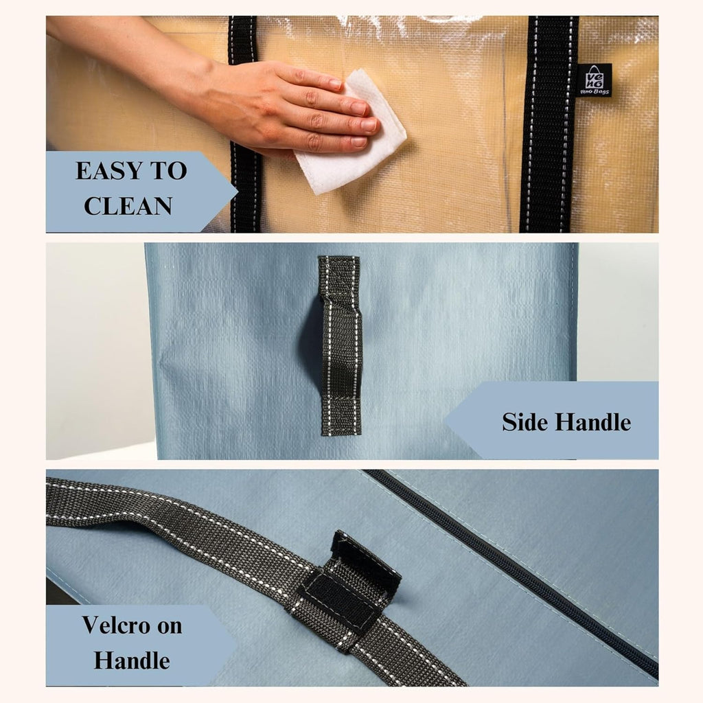 VENO Extra Large Moving Bags - Heavy Duty Storage Solution | 2 Pack Light Blue Matte for College & Holiday Use