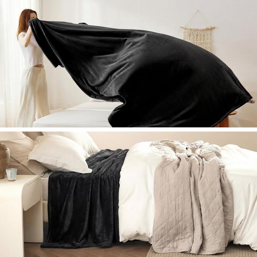 Bedsure GentleSoft Fleece Blanket - Plush, Cozy, Lightweight Full Size in Black | 84x90 Inches