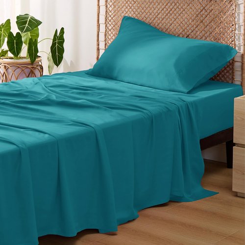 Bedsure Cooling Twin XL Sheets - Breathable Rayon from Bamboo | Soft & Silky Hotel Luxury Bedding in Turquoise