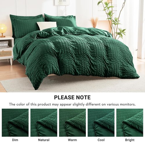 HYMOKEGE Emerald Green Comforter Set - Luxurious 7-Piece All-Season Bedding in Full Size