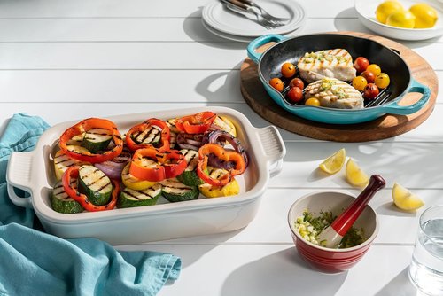 Le Creuset Stoneware Rectangular Dish - 3 Qt. Platter Lid in Riviera Color