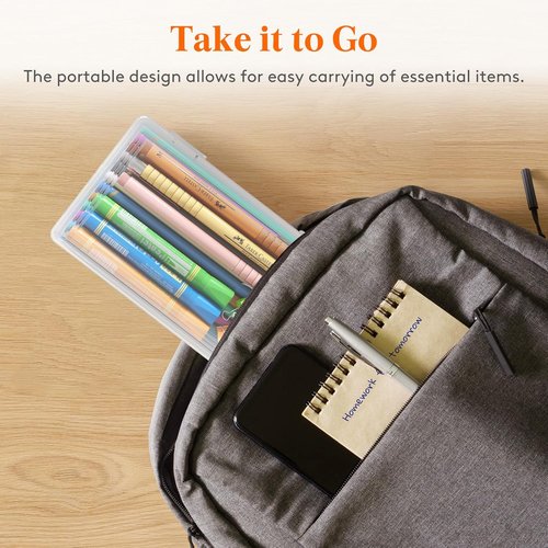 Lifewit Plastic Pencil Box - Large Capacity Snap-Tight Lid Pencil Case | 4 Pack Craft Organizer