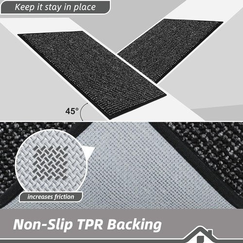 BEQHAUSE Dirt Trapper Door Mat - Non-Slip, Washable, Dirt Resistant | 24" x 36" Black Entrance Mat