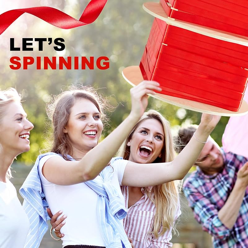 WinnerWhy Spinning Piñata with Pull String - Reusable 14x14x22.5 in Red (Gender Reveal)